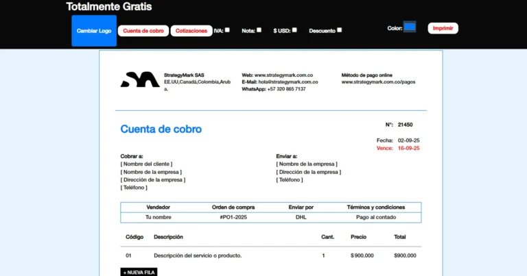 ¡Emite cuentas de cobro gratis para tu emprendimiento!